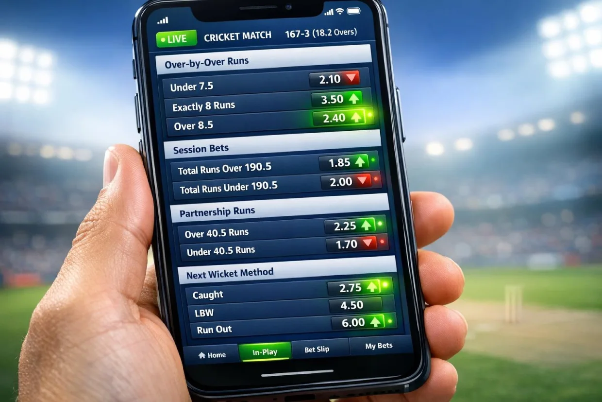 Live cricket betting in-play markets